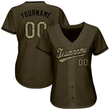 Load image into Gallery viewer, Custom Olive Camo-Black Authentic Salute To Service Baseball Jersey