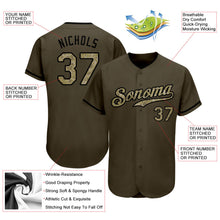 Load image into Gallery viewer, Custom Olive Camo-Black Authentic Salute To Service Baseball Jersey