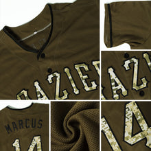 Load image into Gallery viewer, Custom Olive Camo-Black Authentic Salute To Service Baseball Jersey