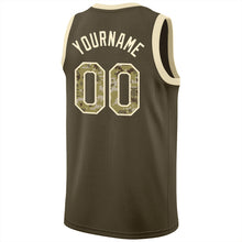 Load image into Gallery viewer, Custom Olive Camo-Cream Round Neck Rib-Knit Salute To Service Basketball Jersey