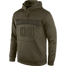 Load image into Gallery viewer, Custom Stitched Olive Olive-Black Sports Pullover Sweatshirt Salute To Service Hoodie