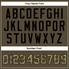 Load image into Gallery viewer, Custom Olive Camo-Black Authentic Salute To Service American Flag Fashion Baseball Jersey