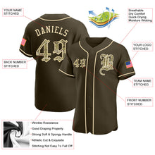 Load image into Gallery viewer, Custom Olive Camo-Khaki Authentic Salute To Service American Flag Fashion Baseball Jersey