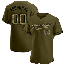 Load image into Gallery viewer, Custom Olive Camo-Black Authentic Salute To Service Baseball Jersey