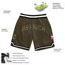 Load image into Gallery viewer, Custom Olive Camo-Black Authentic Throwback Basketball Shorts