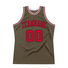 Load image into Gallery viewer, Custom Olive Red-Black Authentic Throwback Basketball Jersey