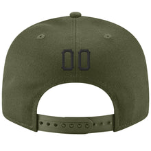 Load image into Gallery viewer, Custom Olive Black-Cream Stitched Adjustable Snapback Salute To Service Hat