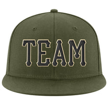 Load image into Gallery viewer, Custom Olive Black-Cream Stitched Adjustable Snapback Salute To Service Hat