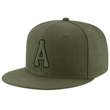 Load image into Gallery viewer, Custom Olive Olive-Black Stitched Adjustable Snapback Hat