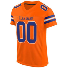 Load image into Gallery viewer, Custom Orange Royal-White Mesh Authentic Football Jersey