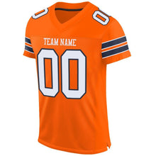 Load image into Gallery viewer, Custom Orange White-Navy Mesh Authentic Football Jersey