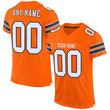 Load image into Gallery viewer, Custom Orange White-Navy Mesh Authentic Football Jersey