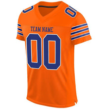 Load image into Gallery viewer, Custom Orange Royal-White Mesh Authentic Football Jersey