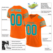 Load image into Gallery viewer, Custom Orange Aqua-White Mesh Authentic Football Jersey