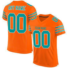 Load image into Gallery viewer, Custom Orange Aqua-White Mesh Authentic Football Jersey