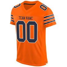 Load image into Gallery viewer, Custom Orange Navy-White Mesh Authentic Football Jersey