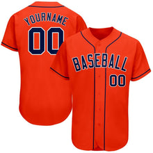 Load image into Gallery viewer, Custom Orange Navy-White Authentic Baseball Jersey