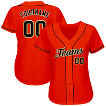 Load image into Gallery viewer, Custom Orange Black-Old Gold Authentic Baseball Jersey