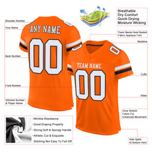 Load image into Gallery viewer, Custom Orange White-Black Mesh Authentic Football Jersey
