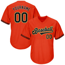 Load image into Gallery viewer, Custom Orange Black-Old Gold Authentic Throwback Rib-Knit Baseball Jersey Shirt