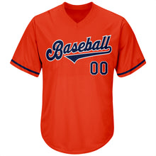 Load image into Gallery viewer, Custom Orange Navy-White Authentic Throwback Rib-Knit Baseball Jersey Shirt