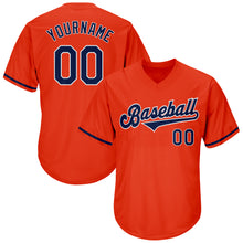 Load image into Gallery viewer, Custom Orange Navy-White Authentic Throwback Rib-Knit Baseball Jersey Shirt