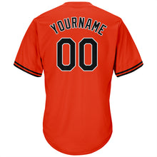 Load image into Gallery viewer, Custom Orange Black-White Authentic Throwback Rib-Knit Baseball Jersey Shirt