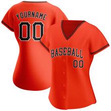 Load image into Gallery viewer, Custom Orange Black-White Authentic Baseball Jersey