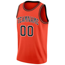 Load image into Gallery viewer, Custom Orange Black-White Round Neck Rib-Knit Basketball Jersey