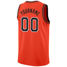 Load image into Gallery viewer, Custom Orange Black-White Round Neck Rib-Knit Basketball Jersey