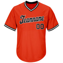 Load image into Gallery viewer, Custom Orange Black-White Authentic Throwback Rib-Knit Baseball Jersey Shirt