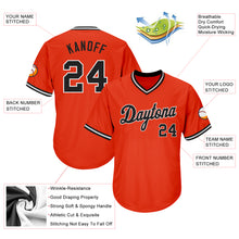 Load image into Gallery viewer, Custom Orange Black-White Authentic Throwback Rib-Knit Baseball Jersey Shirt