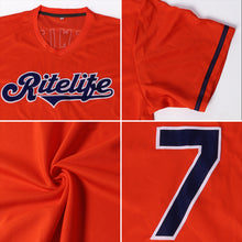 Load image into Gallery viewer, Custom Orange Navy-Gold Authentic Throwback Rib-Knit Baseball Jersey Shirt