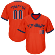 Load image into Gallery viewer, Custom Orange Navy-White Authentic Throwback Rib-Knit Baseball Jersey Shirt