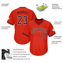 Load image into Gallery viewer, Custom Orange Black-White Authentic Throwback Rib-Knit Baseball Jersey Shirt