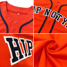 Load image into Gallery viewer, Custom Orange White-Navy Authentic Baseball Jersey