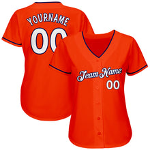 Load image into Gallery viewer, Custom Orange White-Navy Authentic Baseball Jersey