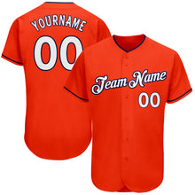 Load image into Gallery viewer, Custom Orange White-Navy Authentic Baseball Jersey