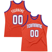Load image into Gallery viewer, Custom Orange White-Purple Authentic Throwback Basketball Jersey