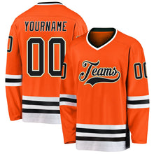Load image into Gallery viewer, Custom Orange Black-White Hockey Jersey