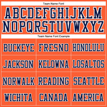 Load image into Gallery viewer, Custom Orange Navy-White Stitched Cuffed Knit Hat