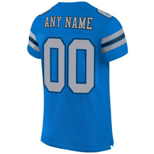Load image into Gallery viewer, Custom Panther Blue Light Gray-Black Mesh Authentic Football Jersey