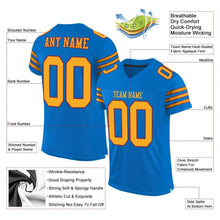 Load image into Gallery viewer, Custom Panther Blue Gold-Red Mesh Authentic Football Jersey