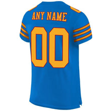 Load image into Gallery viewer, Custom Panther Blue Gold-Red Mesh Authentic Football Jersey