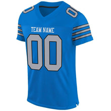 Load image into Gallery viewer, Custom Panther Blue Light Gray-Black Mesh Authentic Football Jersey