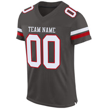Load image into Gallery viewer, Custom Pewter White-Red Mesh Authentic Football Jersey