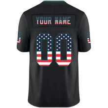 Load image into Gallery viewer, Custom Lights Out Black Midnight Green-Navy USA Flag Fashion Football Jersey