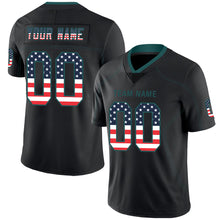 Load image into Gallery viewer, Custom Lights Out Black Midnight Green-Navy USA Flag Fashion Football Jersey