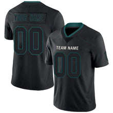 Load image into Gallery viewer, Custom Lights Out Black Midnight Green-White Football Jersey