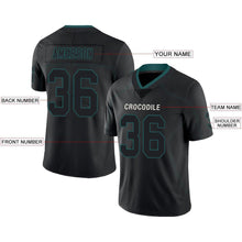 Load image into Gallery viewer, Custom Lights Out Black Midnight Green-White Football Jersey